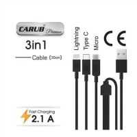 HIZLI SARZ CiHAZI 2,1A 3 LÜ TYPE-C-SAMSUNG-IPHONE-USB 30cm KABLOLU 1